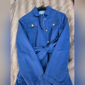 Draper James Blue Button Up Field Jacket with Gold Accents. Size XS. Never Worn